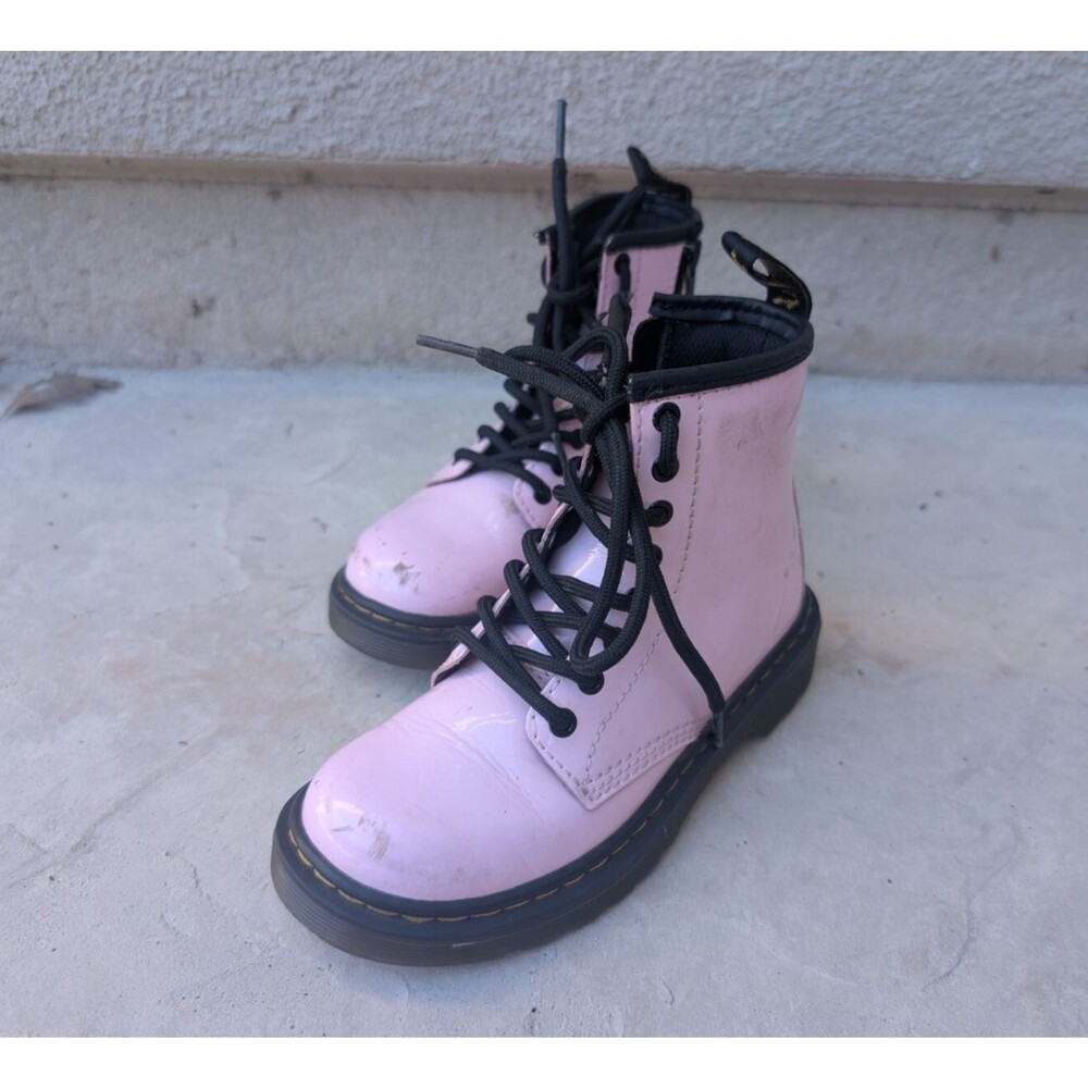 Dr Martens Docs Youth Kids Size 12 Shoes Pink Patent Leather Boots 1460 J Zip